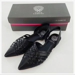 Vince Camuto Black Woven Slingback Flats/Mules 6.5